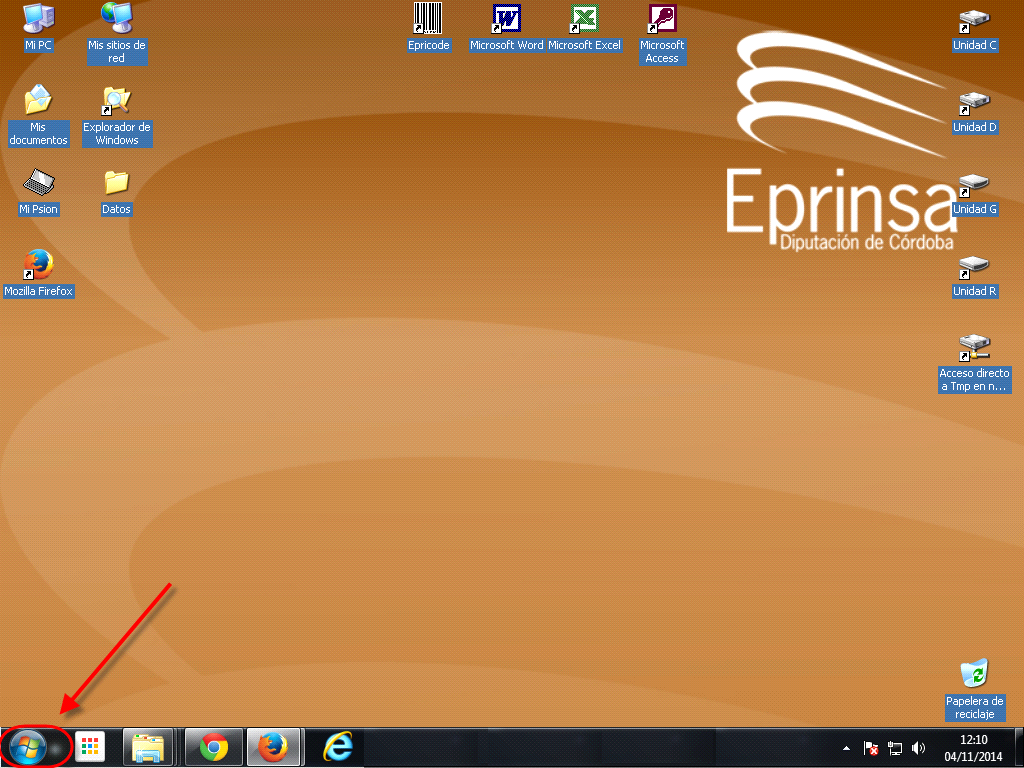 Imagen que muestra el botón del menú Inicio en Windows 7