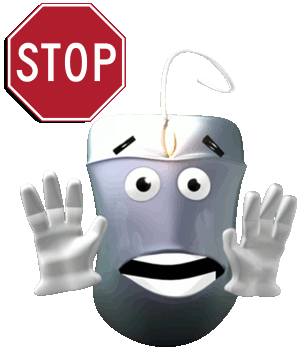 Mascota mostrando el STOP